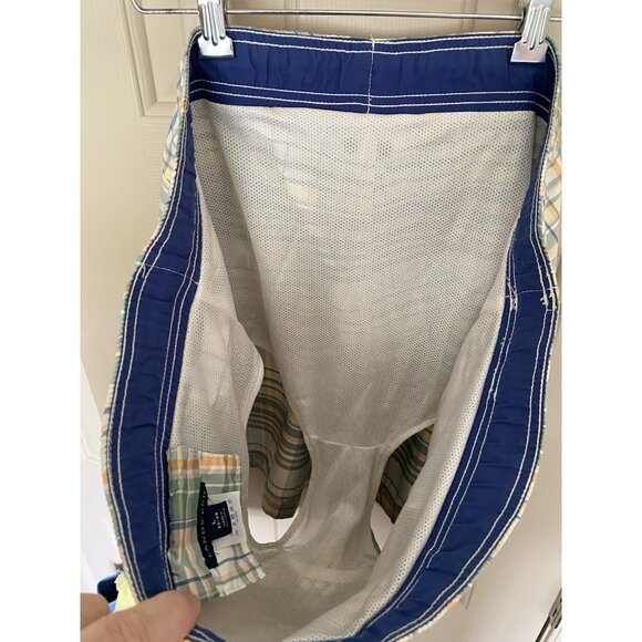 Lands' End Pastel Plaid Board Shorts Men's L 36-38 Nylon Meshed Lined Trunks - Picture 6 of 6